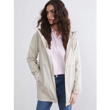 LC Waikiki Lcw Vision Bej Kapüşonlu Kadın Deri Görünümlü Yağmurluk
