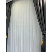 Tül Perde Brode Tül Yıldız Desenli 1/3 Şık Pileli Tüm Odalara Uygun