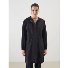 LC Waikiki Lcwaıkıkı Classic Siyah Kapüşonlu Kadın Yağmurluk