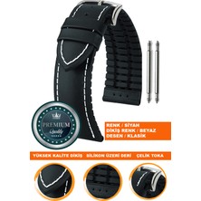  20mm-22mm-24mm saatlerle uyumlu soft silikon deri saat kordonu kayışı ls35-klasık-sıyah-beyaz