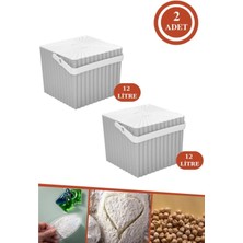 Feyza Design Çok Amaçlı Saklama Kovası 2'li Set, Un Bakliyat ve Erzak Kutusu