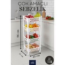 Feyza Design Çok Katlı Tekerli Tezgah Arası Raf Düzenleyici Organizer Org-79