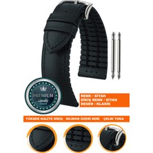  20mm-22mm-24mm saatlerle uyumlu soft silikon deri saat kordonu kayışı ls35-klasık-sıyah-sıyah