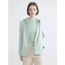 LC Waikiki Lcw Everyday Yeşil Kapüşonlu Kadın Yağmurluk