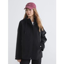 LC Waikiki Xsıde Siyah Kapüşonlu Kadın Yağmurluk