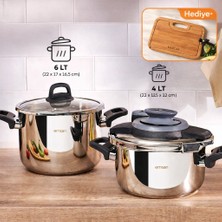 Emsan Düdüklü Tencere 6 Litre ve 4 Litre Montana Siyah Gri Tencere Seti Indüksiyon Tabanlı