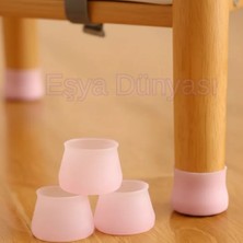 Eşya Dünyası 24 Adet Silikon Sandalye Ayak Koruyucu - Çizilme ve Ses Önleyici Şeffaf Mobilya Pabucu - Pembe