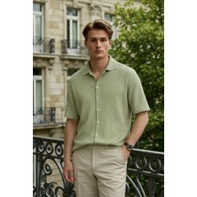 Damga Erkek Trend Relax Fit Yeşil Keten Gömlek
