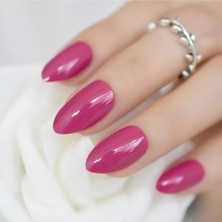 Özgürce 24'lü Pembe Parlak Takma Tırnak Seti, Orta Boy, Oval Badem Stiletto