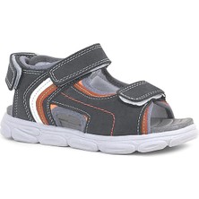 Xo Kids Rakerplus Hakiki Deri Gri Turuncu Beyaz Cırt Cırtlı Çocuk Sandalet