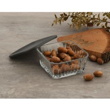 Feyza Design Gri Kapaklı 8'li Cam Kase Seti, Çerezlik ve Kahvaltılık Için Ideal