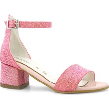 Xo Kids Lilo Simli Fuşya Pembe Tek Bantlı Kız Çocuk Topuklu Abiye Ayakkabı