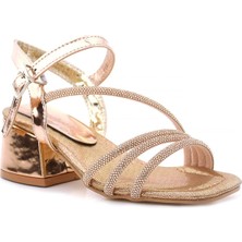 Xo Kids Moana Bakır Taş Detaylı Kız Çocuk Topuklu Abiye Ayakkabı