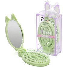 3b Trend Sevimli Kedi Tasarımlı Cep Aynalı Katlanabilir Tarak Yeşil – Şık ve Kullanışlı