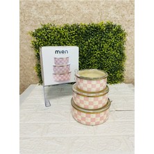 Feyza Design Pembe Emaye Saklama Kabı Seti 3'lü, 14-16-18 Cm, Şık ve Kullanışlı