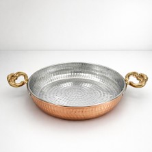 Copper Empire  22x4 cm Ağır Bakır Tava Sahan/ Omlet Kuymak Yumurta Tavası/ Sahanı Kalaylı İç Yüzey/ Çift Kulplu/