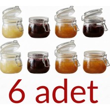 Feyza Design Mini Cam Kavanoz Seti, 6'lı, Sızdırmaz, Vakumlu Kapaklı, 13 Cl, Baharat ve Reçel Için