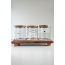 Feyza Design Akasya Vakum Kapaklı Cam Kavanoz Seti, 3 Parça, 800 ml