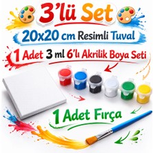 Ay Işığı Store 20X20 cm Çocuk Boyama Tuvali – Kendin Boya Hobi & Aktivite Set - Fil