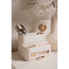 Feyza Design Şık Alüminyum Detaylı Su Hazneli Kaşıklık, 18X14CM, Düzenli Mutfak Organizasyonu