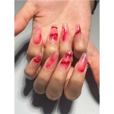 Özgürce 175 M Beden Pembe Ombre Jel Takma Tırnak ve Aksesuarlar Seti