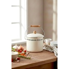 Feyza Design Şık Ahşap Saplı Emaye Bakraç 20 Cm, 5,25 Litre, Dayanıklı ve Kullanışlı