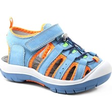 Xo Kids Rakerplus Hakiki Deri Mavi Turuncu Çocuk Sandalet
