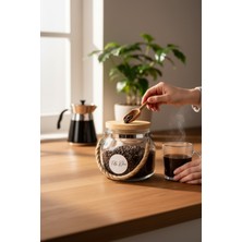 Feyza Design Ahşap Kapaklı Hasır Ipli 1500ML Kahve Kavanozu, Şık ve Kullanışlı Tasarım