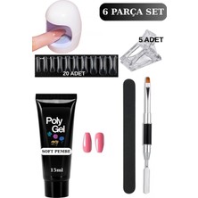 Özgürce 6 Parça Evde Tırnak Uzatma ve Protez Seti, Mini Uv LED Uygulama Seti