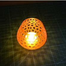 Tasarım Dekoratif 3D Pla Baskı Şeffaf Turuncu Tealight Mumluk