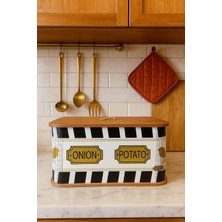 Feyza Design 2 Bölmeli Desenli Ahşap Sebze Saklama Sepeti, Şık ve Dayanıklı Kova