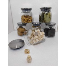 Feyza Design 6'lı Vakumlu Metal Kapaklı Cam Saklama Kavanozu 635 ml Seti