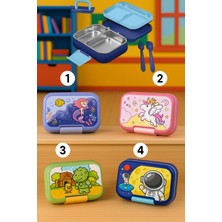 Feyza Design Paslanmaz Çelik Kulplu Beslenme Kabı, 1 Litre, Contalı, Bölmeli