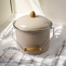 Feyza Design Renkli Ahşap Kulplu Emaye Bakraç, Kapaklı, Retro Tasarım, 5 Lt