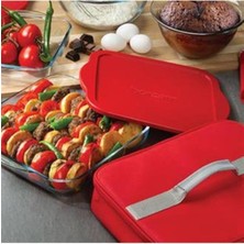 Feyza Design Çantalı Kare Borcam Tepsi Kapaklı, Şık ve Dayanıklı Mutfak Gereci