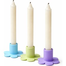 Bit Byte Brick Çiçek Desenli Mumluk & Şamdan - 3'lü Set