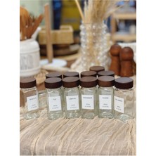 Feyza Design 12'li Akasya Cam Baharatlık Seti, Kapaklı ve Etiketli, Şık ve Pratik Tasarım