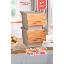 Feyza Design Bambu Sebzelik Tekerlekli, 24 Litre, Patates ve Soğan Saklama Kutusu