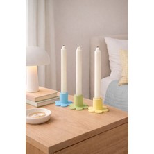 Bit Byte Brick Çiçek Desenli Mumluk & Şamdan - 3'lü Set