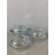 Feyza Design G4U Isıya Dayanıklı Kapaklı Yuvarlak Tencere 3'lü Set Borcam