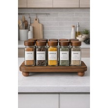 Feyza Design Ahşap Standlı Cam Baharatlık Seti, Şık ve Fonksiyonel Tasarım