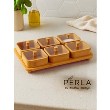 Feyza Design 6’lı Bambu Standlı Pleksi Kapaklı Kahvaltılık & Kuruyemiş Saklama Seti