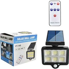 PAZAAR59 YT-140 Güneş Enerjili 8 Bölmeli Cob LED Duvar Lambası - Hareket Sensörlü ve Uzaktan Kumandalı Su Geçirmez