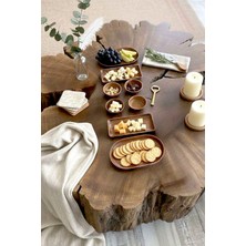 Feyza Design Ahşap Görünümlü 8'li Kahvaltılık Sunum ve Servis Tabakları Seti