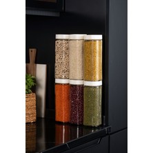 Feyza Design 6'lı Cam Kare Kavanoz Seti, Mutfak Saklama ve Düzenleme Kabı