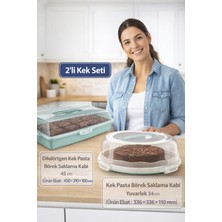 Feyza Design Çiftli 34CM Kek ve Börek Saklama ile 45CM Taşıma Fanusu Seti