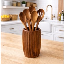 Feyza Design Akasyadan Doğal Derin Kaşıklık ve Organizer, Şık Vazo Seti