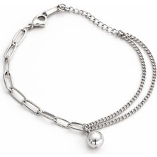 Asmentum Çift Zincir Detaylı Top Uçlu Bileklik