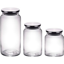 Feyza Design Şeffaf Cam Saklama Kabı Seti, 3'lü, Pratik ve Şık Mutfak Gereçleri