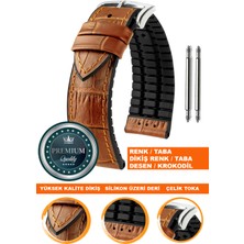  20mm-22mm-24mm saatlerle uyumlu soft silikon deri saat kordonu kayışı ls35-kroko-taba-taba